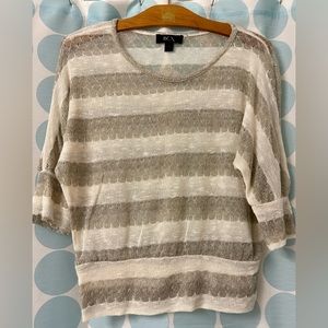 BCX Lightweight Sheer Top, Tan/Gold/Cream, Size M